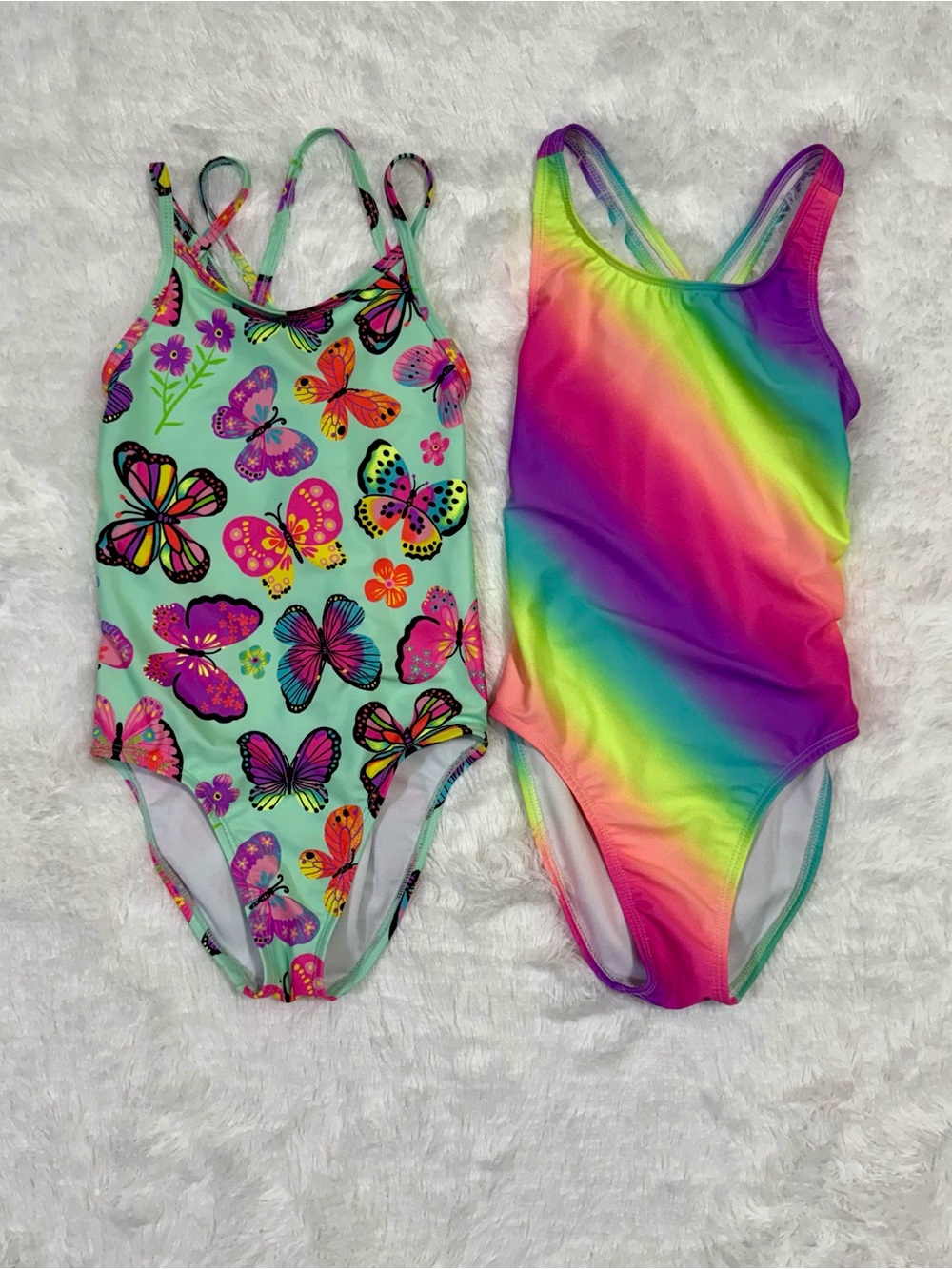 Children’s Place Girls One Piece Swimsuit A Lot Of 2 Size 7/8 Butterflies Rain
